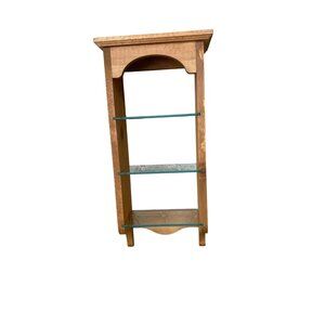 Vintage Home Interiors Decorative Wooden Curio Display Shelf Glass Panels